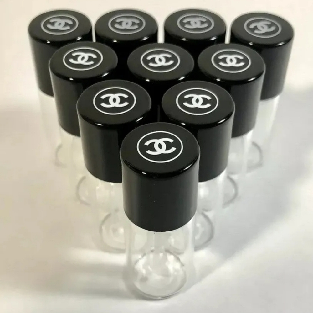 TWO CHANEL GLASS BOTTLE SAMPLE/TRAVEL SIZE